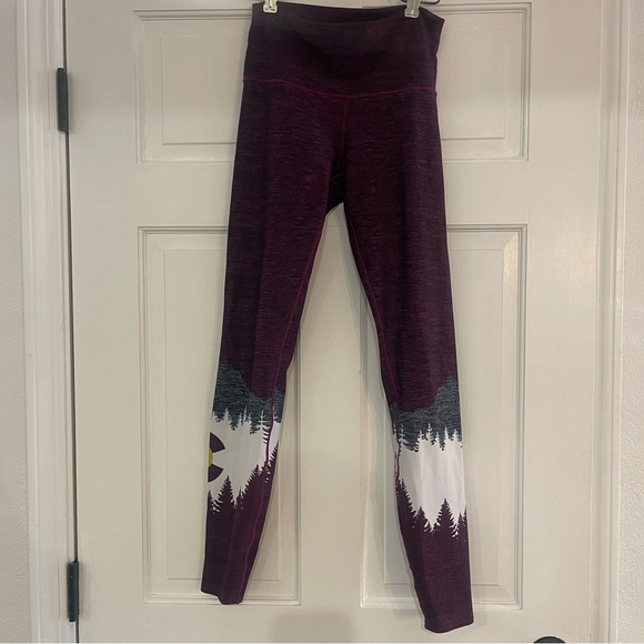 Women's Burgundy Forest Print Leggings - Picture 1 of 5